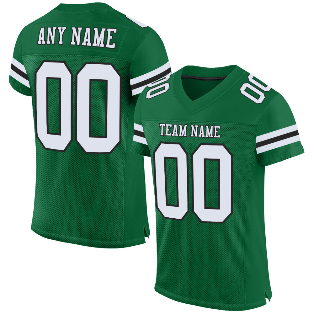 Custom Kelly Green White-Black Mesh Authentic Football Jersey - Sky-Custom