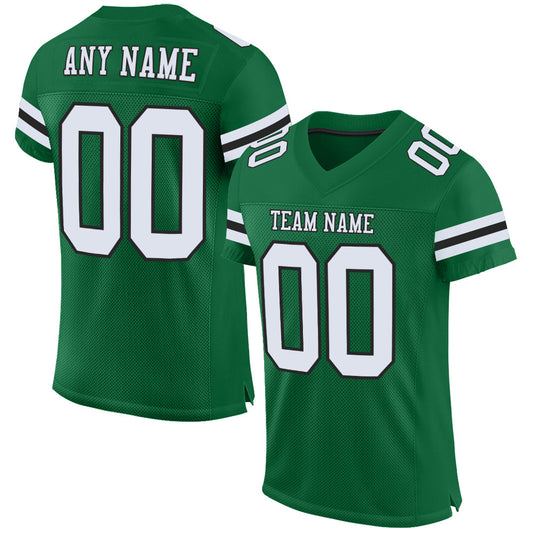 Custom Kelly Green White-Black Mesh Authentic Football Jersey - Sky-Custom