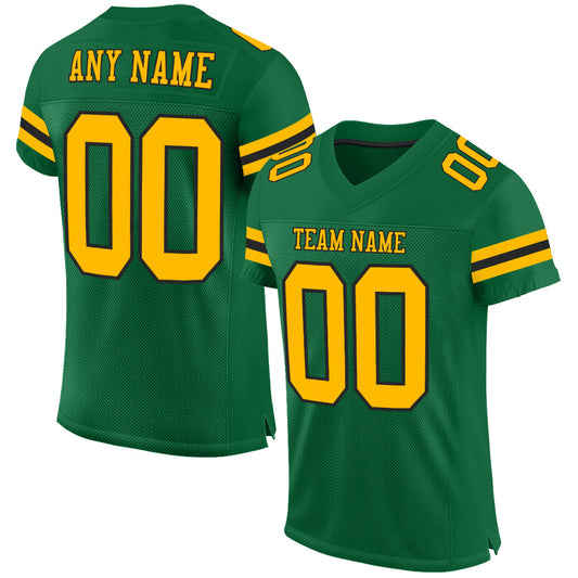 Custom Kelly Green Gold-Black Mesh Authentic Football Jersey - Sky-Custom