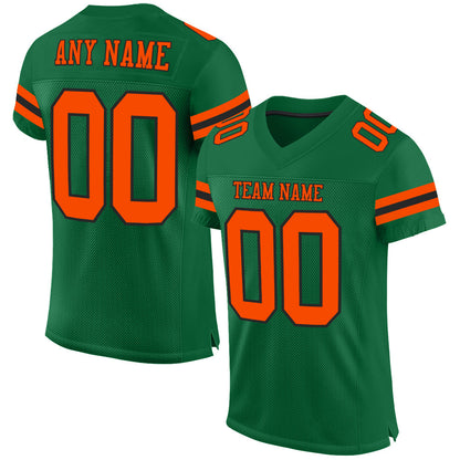 Custom Kelly Green Orange-Black Mesh Authentic Football Jersey - Sky-Custom