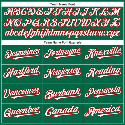 Custom Kelly Green White-Red Authentic Baseball Jersey - Sky-Custom