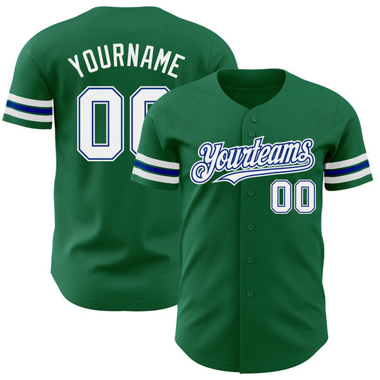Custom Kelly Green White-Royal Authentic Baseball Jersey - Sky-Custom
