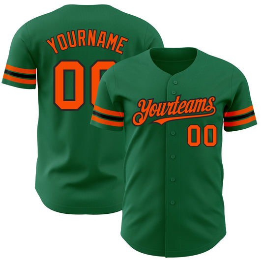Custom Kelly Green Orange-Black Authentic Baseball Jersey - Sky-Custom