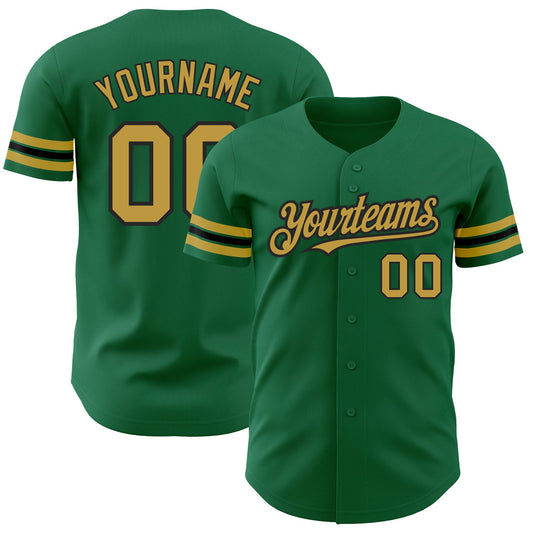 Custom Kelly Green Old Gold-Black Authentic Baseball Jersey - Sky-Custom