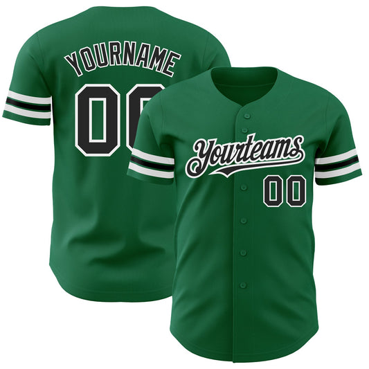 Custom Kelly Green Black-White Authentic Baseball Jersey - Sky-Custom