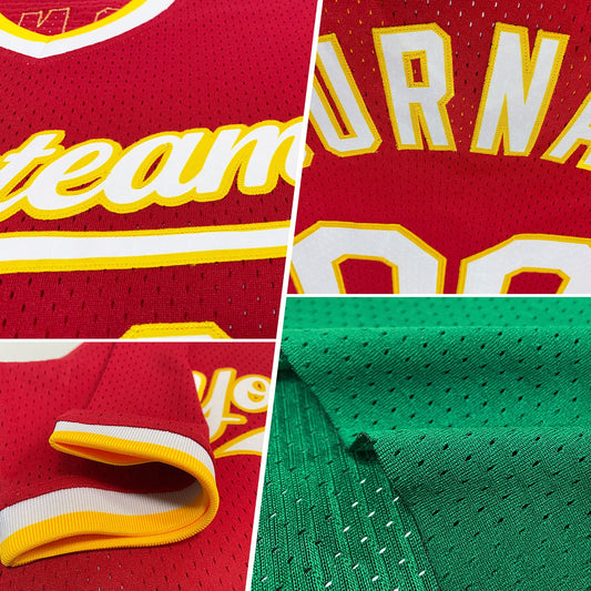 Custom Kelly Green Red-Black Authentic Throwback Baseball Jersey - Sky-Custom
