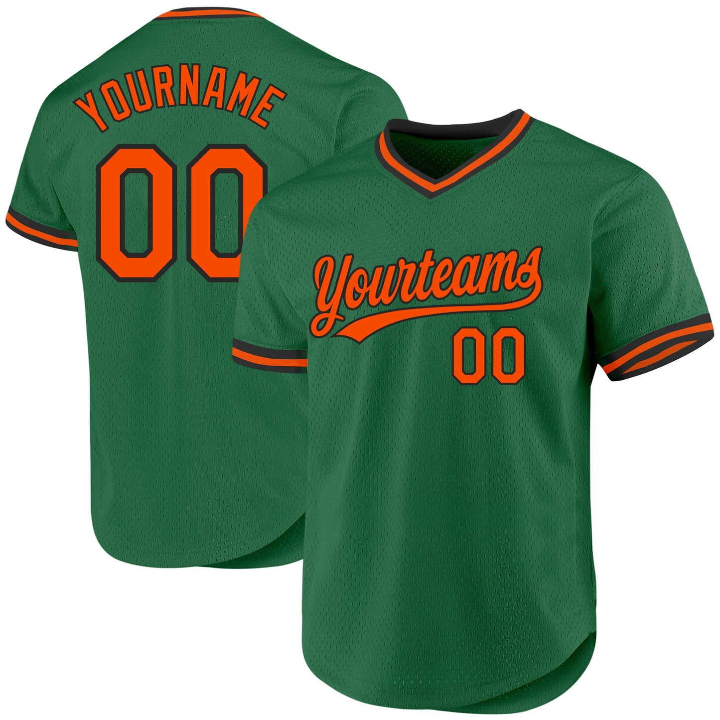 Custom Kelly Green Orange-Black Authentic Throwback Baseball Jersey - Sky-Custom