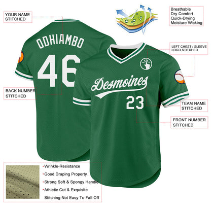 Custom Kelly Green White Authentic Throwback Baseball Jersey - Sky-Custom