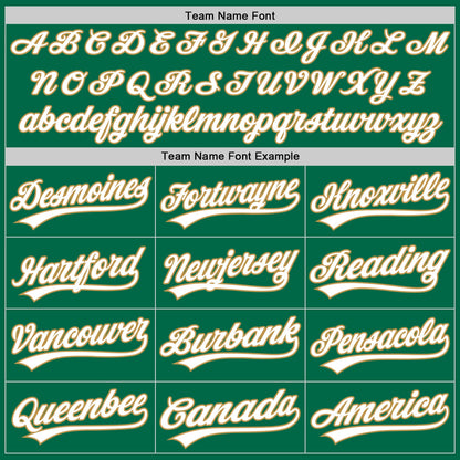 Custom Kelly Green White-Old Gold Authentic Throwback Baseball Jersey - Sky-Custom
