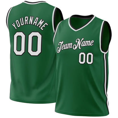 Custom Kelly Green White-Black Authentic Throwback Basketball Jersey - Sky-Custom