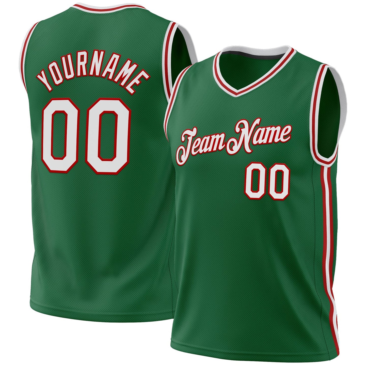 Custom Kelly Green White-Red Authentic Throwback Basketball Jersey - Sky-Custom
