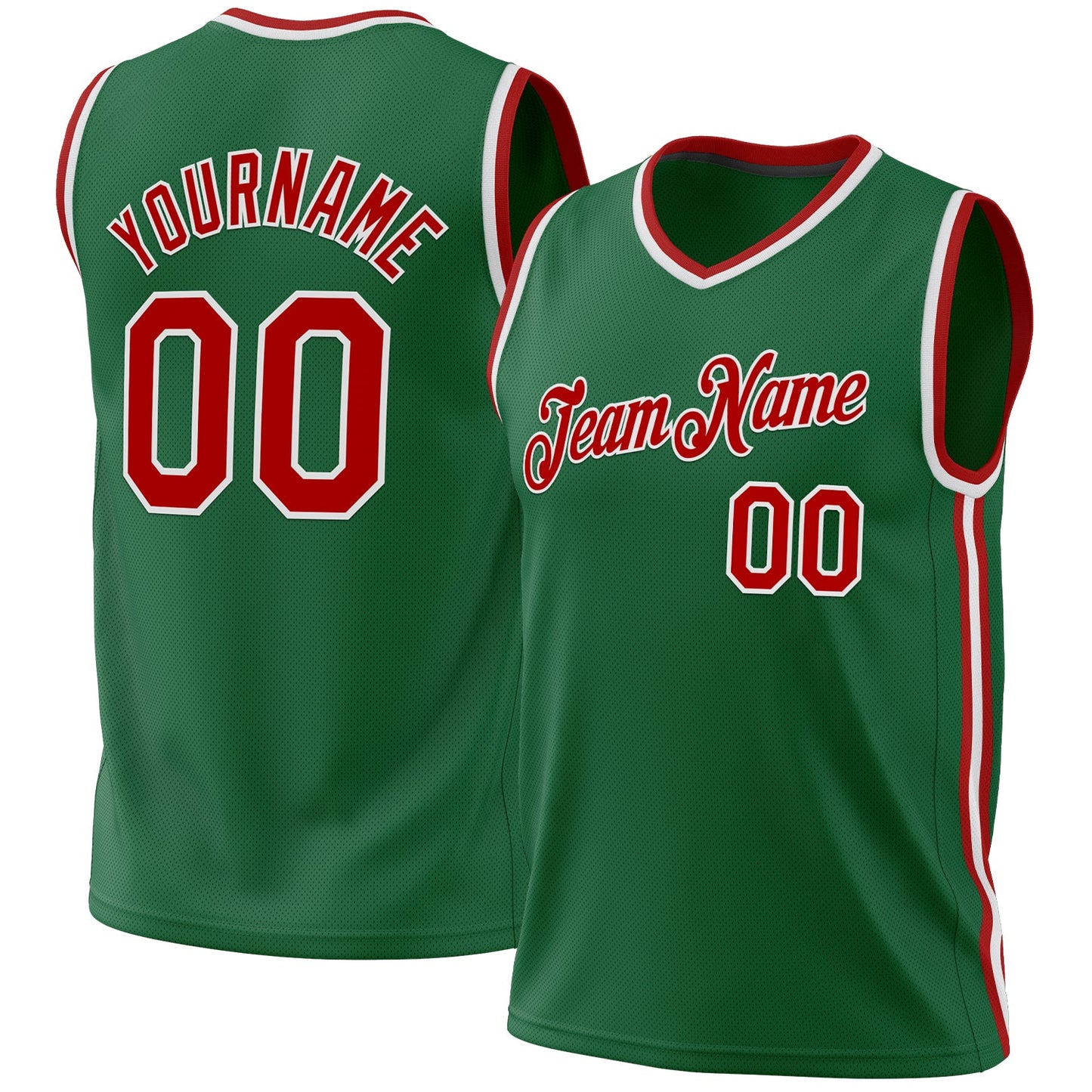 Custom Kelly Green Red-White Authentic Throwback Basketball Jersey - Sky-Custom
