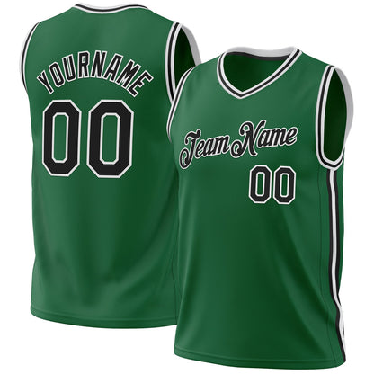 Custom Kelly Green Black-White Authentic Throwback Basketball Jersey - Sky-Custom