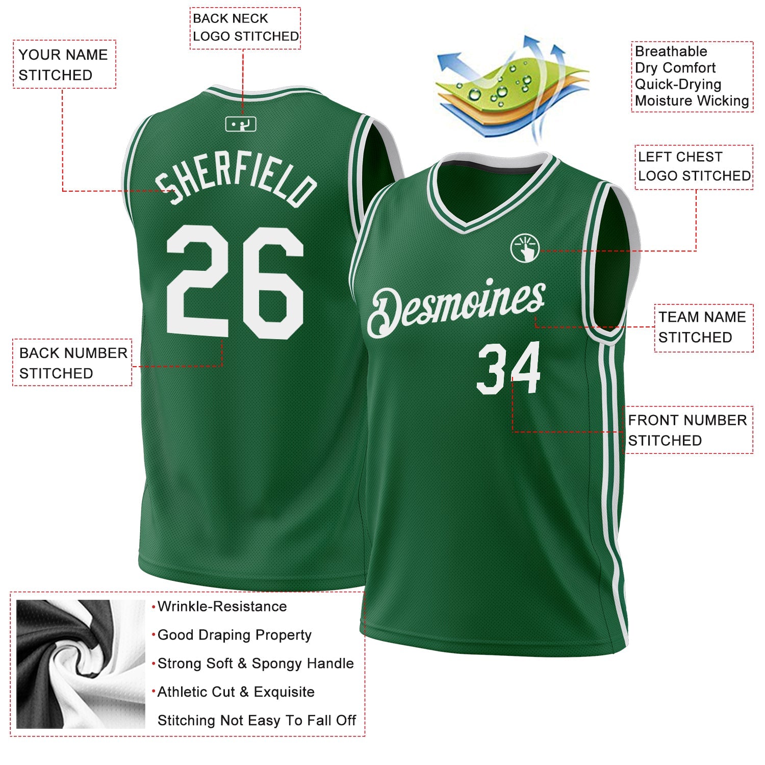 Custom Kelly Green White Authentic Throwback Basketball Jersey - Sky-Custom