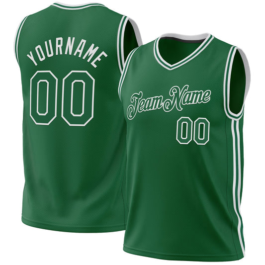 Custom Kelly Green White Authentic Throwback Basketball Jersey - Sky-Custom