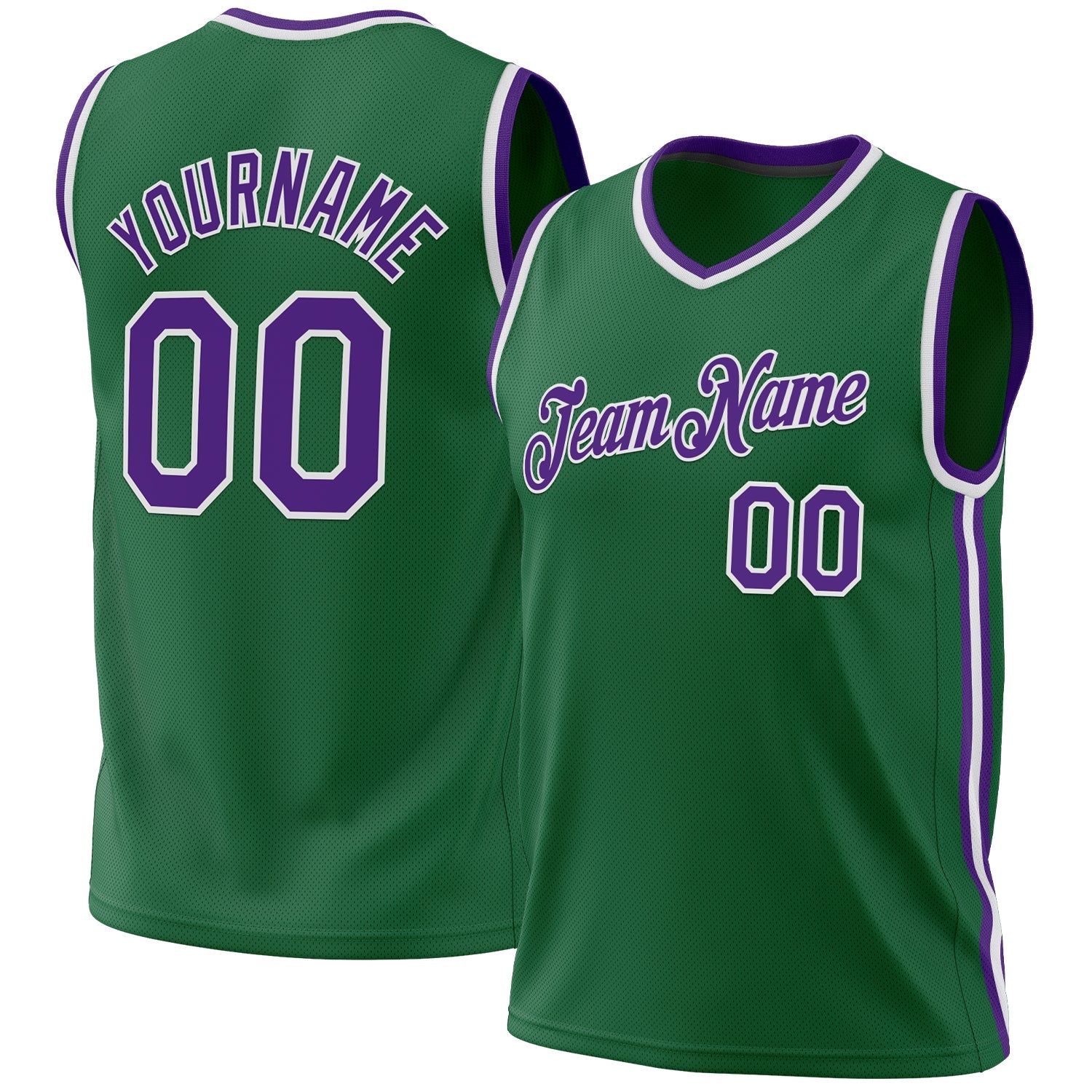 Custom Kelly Green Purple-White Authentic Throwback Basketball Jersey - Sky-Custom