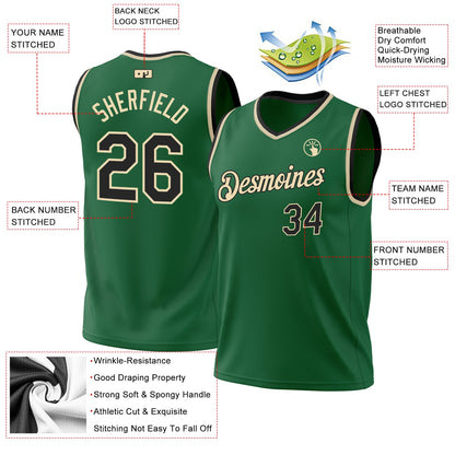 Custom Kelly Green Black-Cream Authentic Throwback Basketball Jersey - Sky-Custom