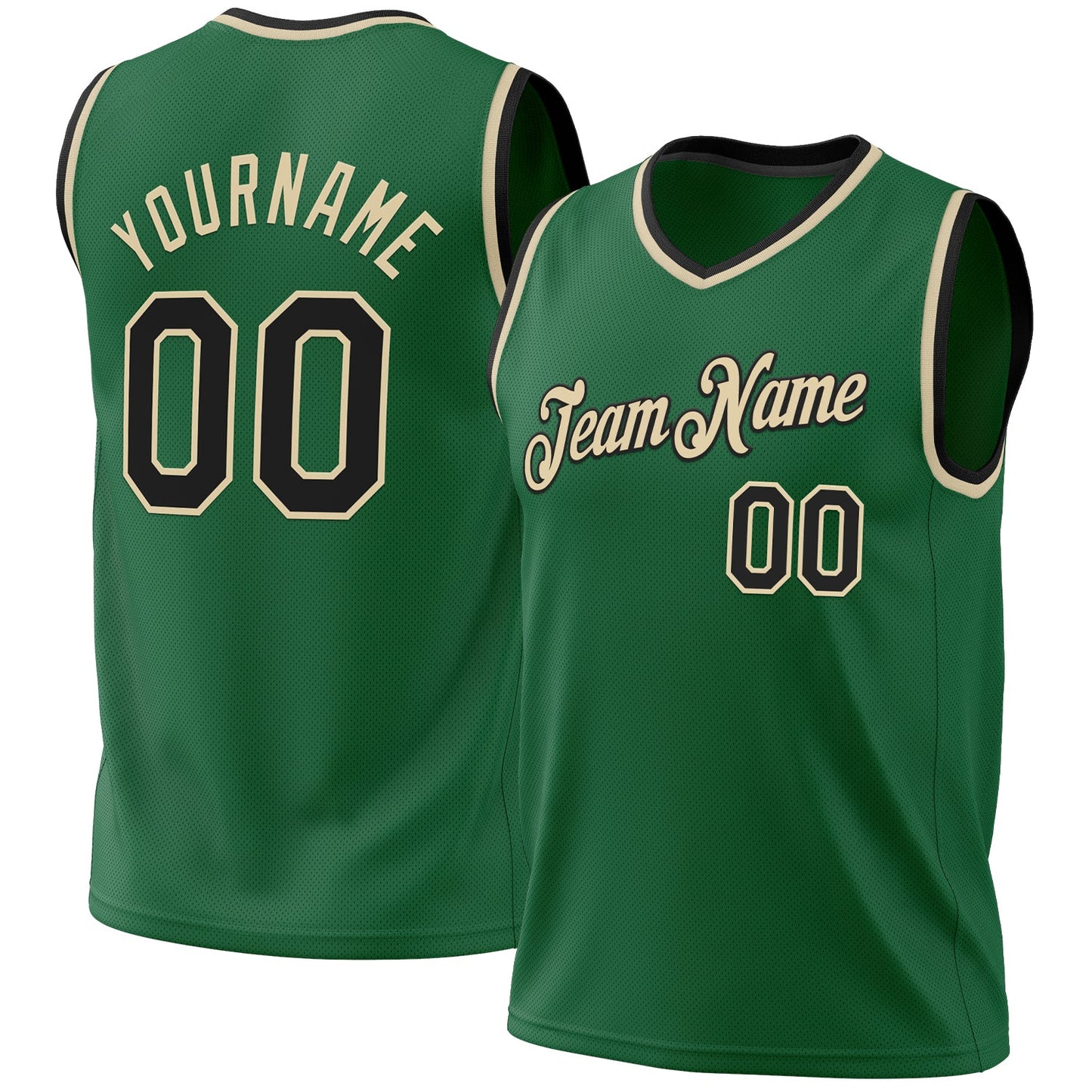 Custom Kelly Green Black-Cream Authentic Throwback Basketball Jersey - Sky-Custom