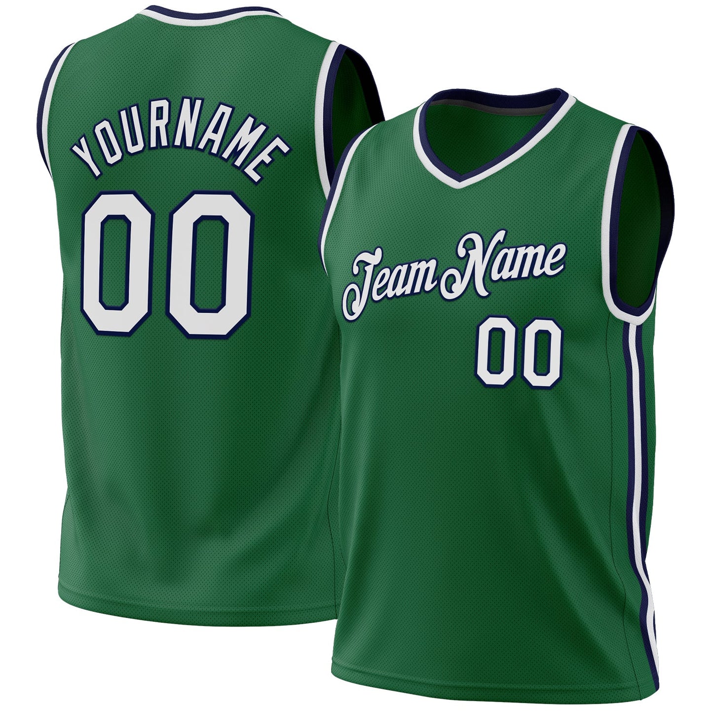 Custom Kelly Green White-Navy Authentic Throwback Basketball Jersey - Sky-Custom
