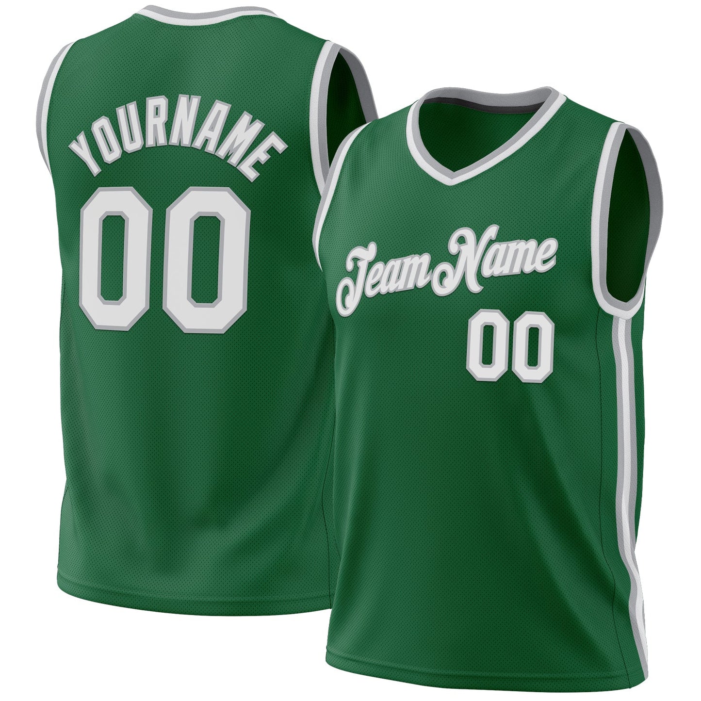 Custom Kelly Green White-Gray Authentic Throwback Basketball Jersey - Sky-Custom