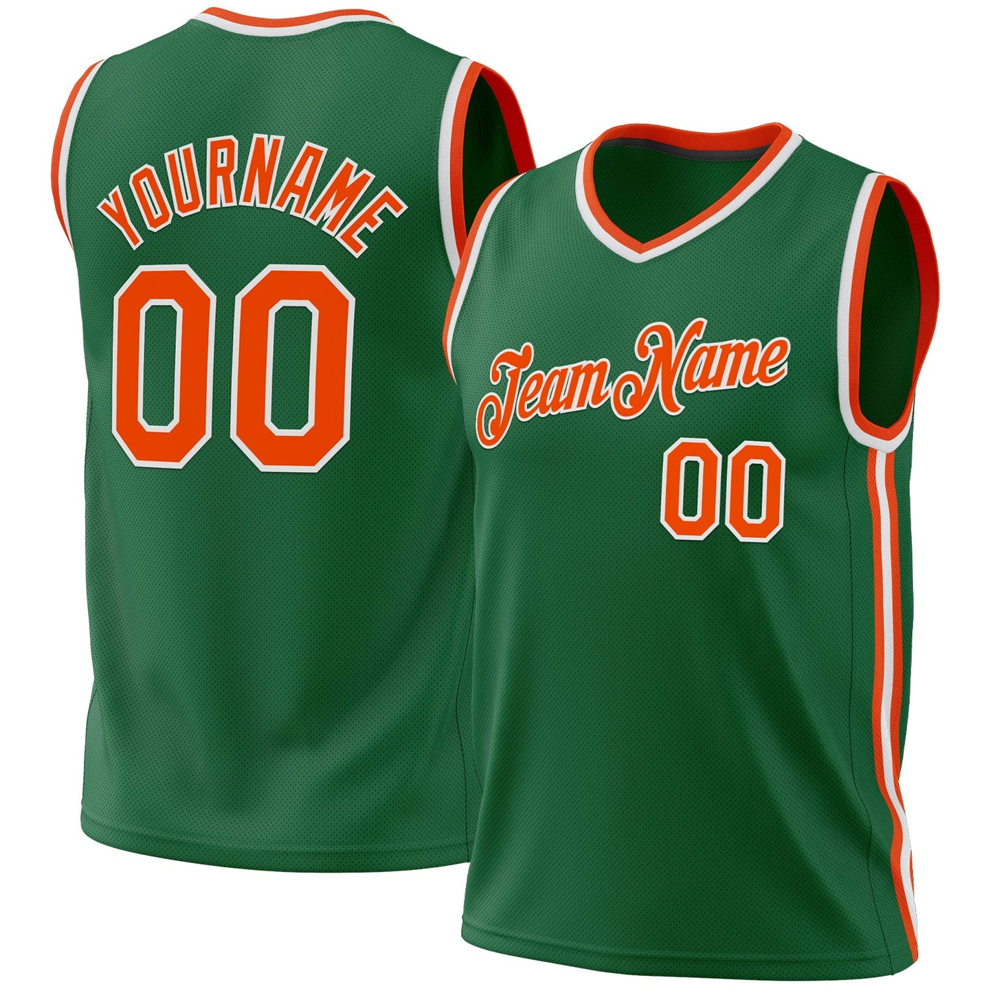 Custom Kelly Green Orange-White Authentic Throwback Basketball Jersey - Sky-Custom