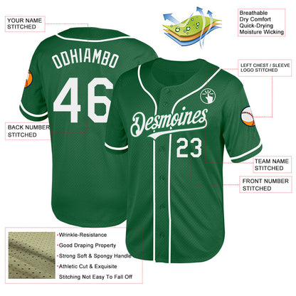 Custom Kelly Green White Mesh Authentic Throwback Baseball Jersey - Sky-Custom