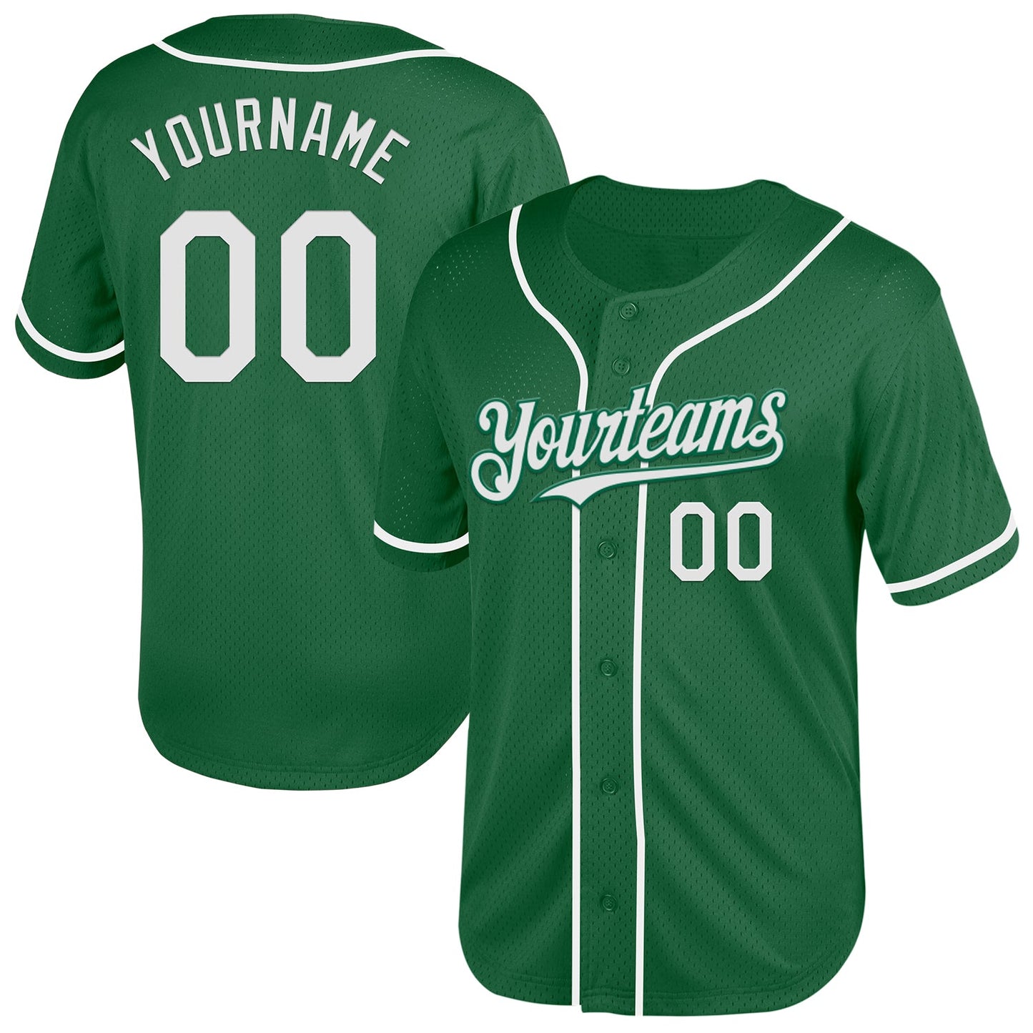 Custom Kelly Green White Mesh Authentic Throwback Baseball Jersey - Sky-Custom