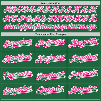 Custom Kelly Green Pink-White Mesh Authentic Throwback Baseball Jersey - Sky-Custom