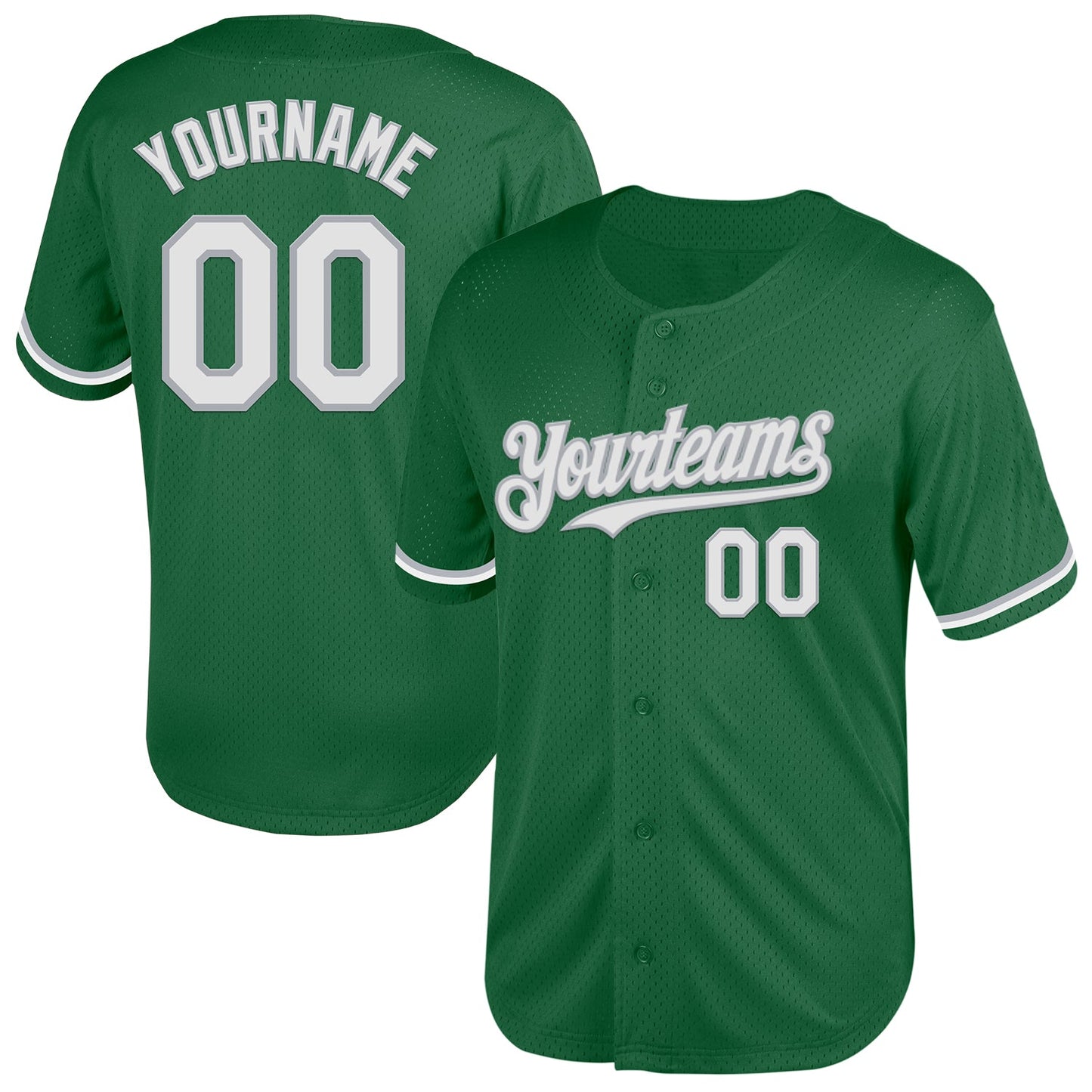 Custom Kelly Green White-Gray Mesh Authentic Throwback Baseball Jersey - Sky-Custom