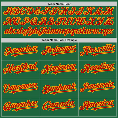 Custom Kelly Green Red-Gold Mesh Authentic Throwback Baseball Jersey - Sky-Custom