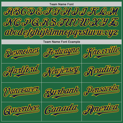 Custom Kelly Green Navy-Yellow Mesh Authentic Throwback Baseball Jersey - Sky-Custom