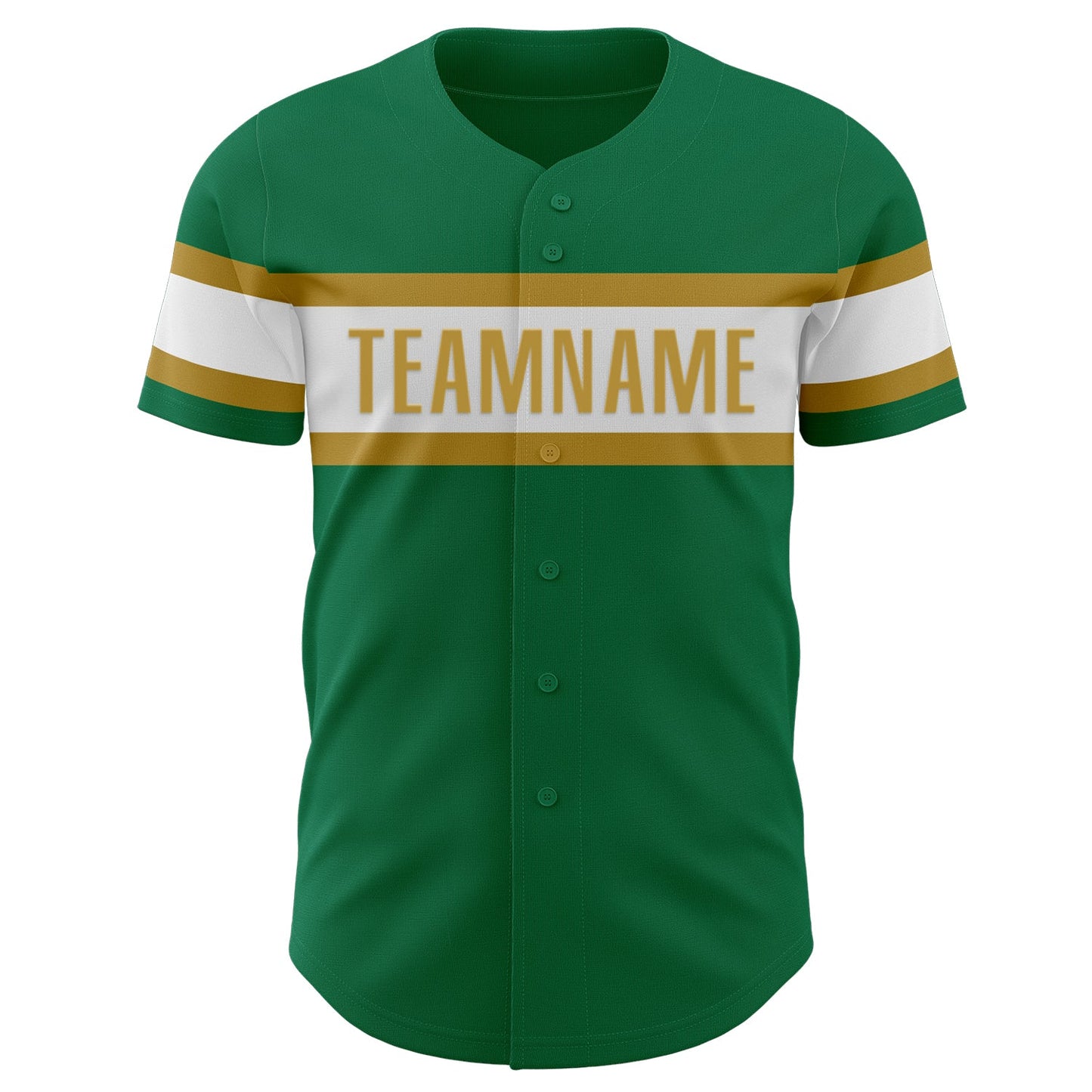 Custom Kelly Green White-Old Gold Authentic Baseball Jersey - Sky-Custom