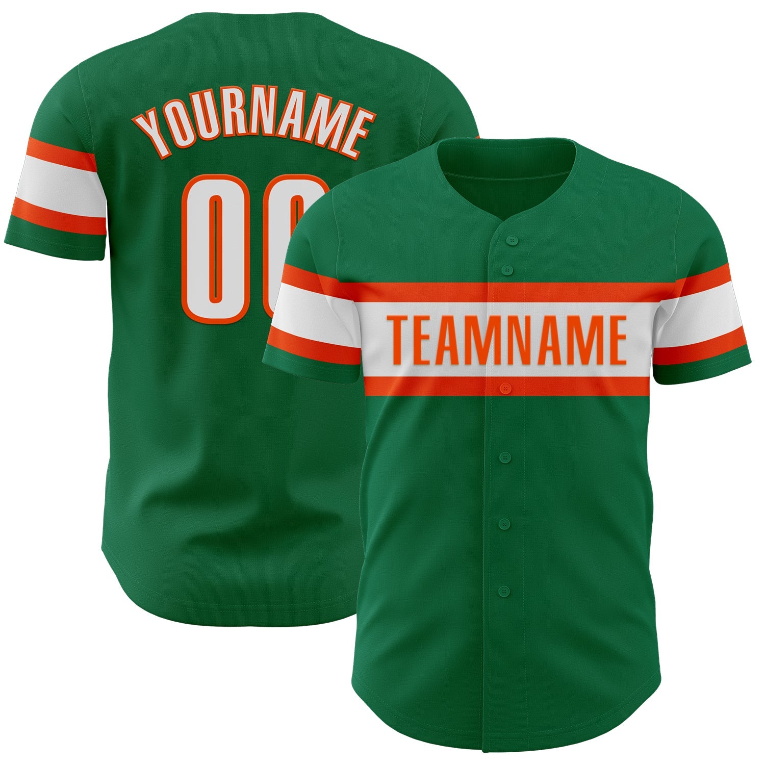 Custom Kelly Green White-Orange Authentic Baseball Jersey - Sky-Custom