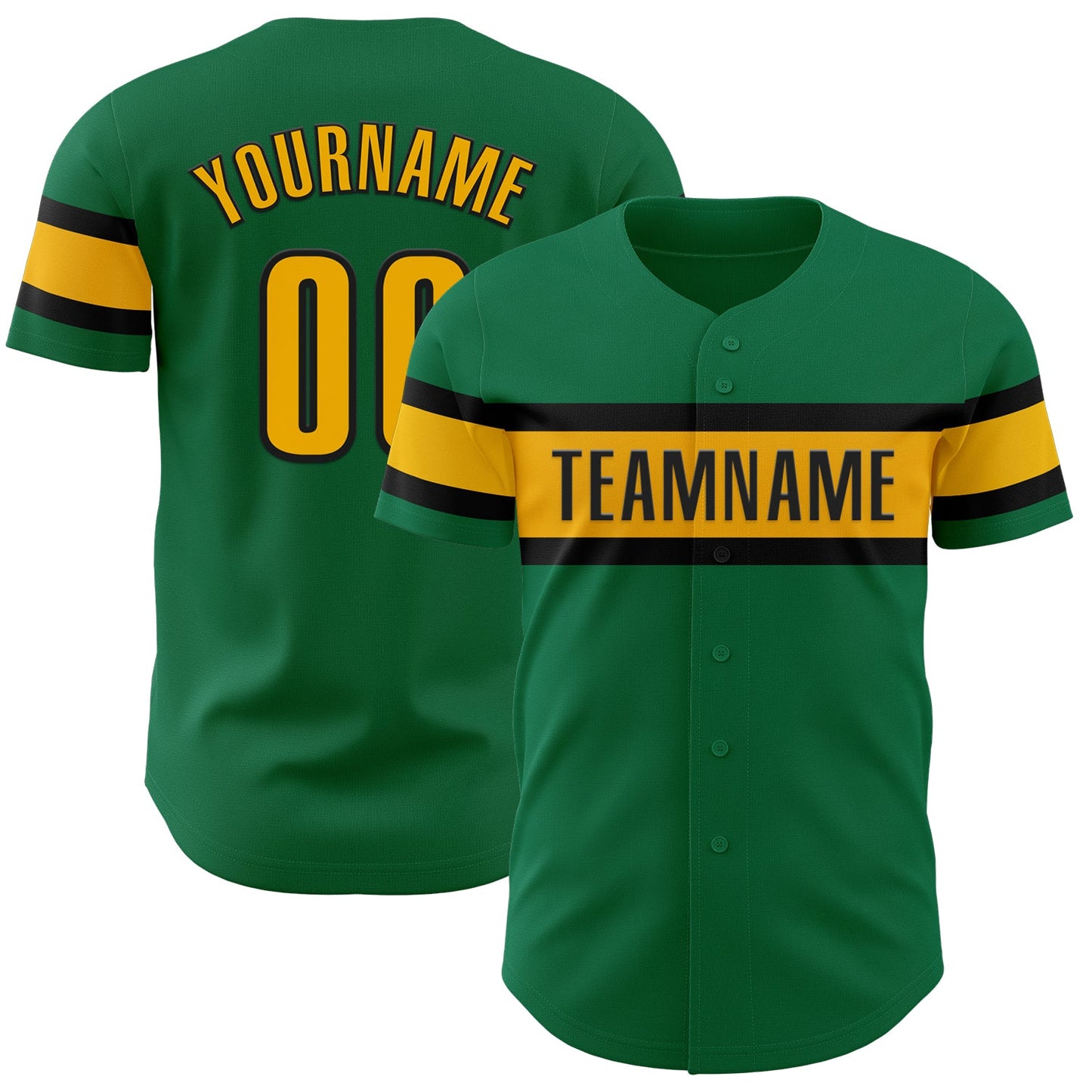 Custom Kelly Green Gold-Black Authentic Baseball Jersey - Sky-Custom