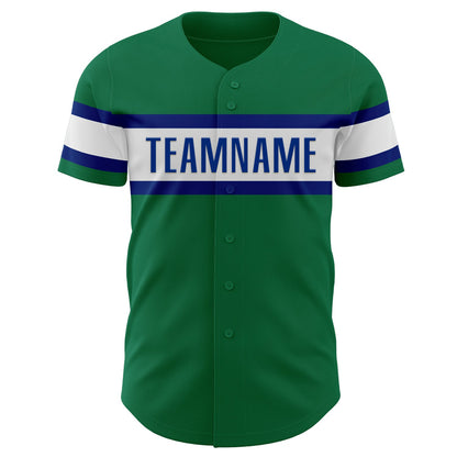 Custom Kelly Green White-Royal Authentic Baseball Jersey - Sky-Custom