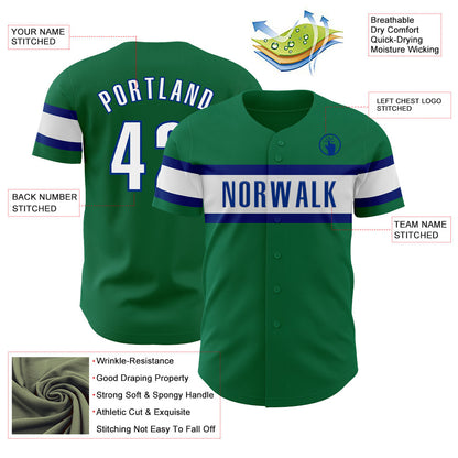 Custom Kelly Green White-Royal Authentic Baseball Jersey - Sky-Custom