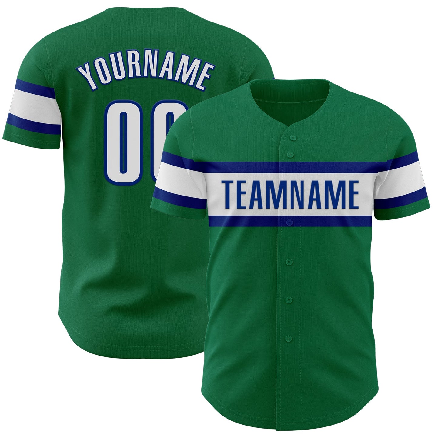 Custom Kelly Green White-Royal Authentic Baseball Jersey - Sky-Custom