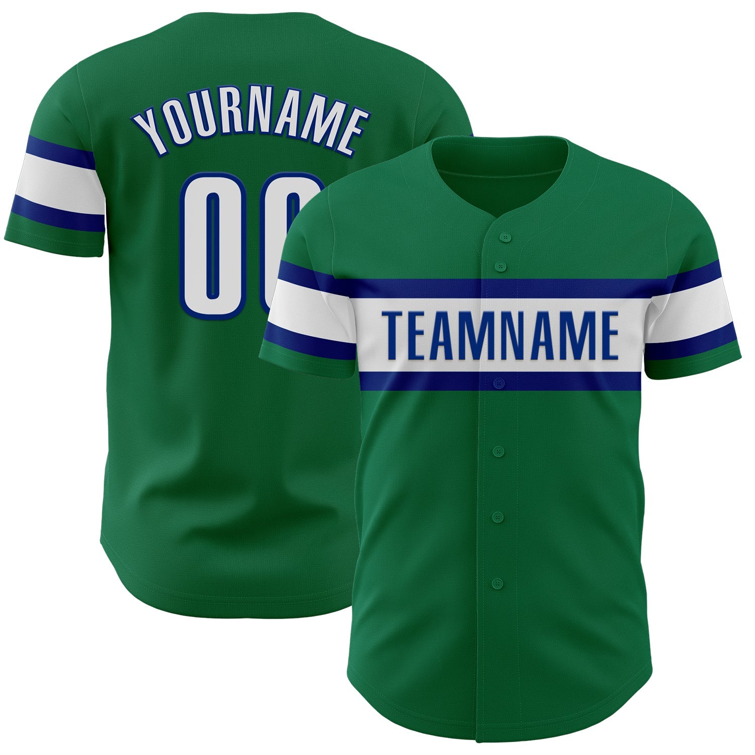 Custom Kelly Green White-Royal Authentic Baseball Jersey - Sky-Custom