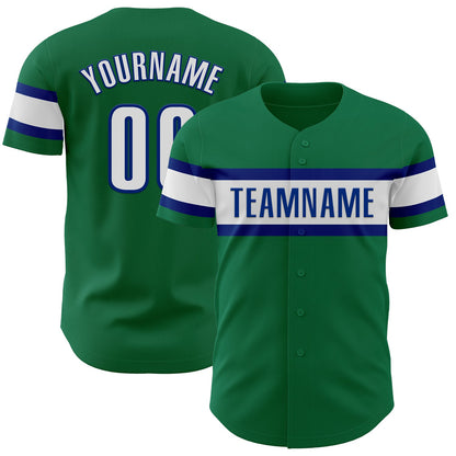 Custom Kelly Green White-Royal Authentic Baseball Jersey - Sky-Custom