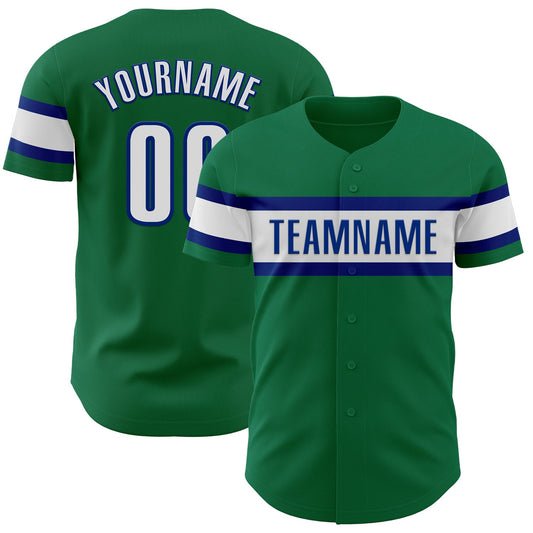 Custom Kelly Green White-Royal Authentic Baseball Jersey - Sky-Custom