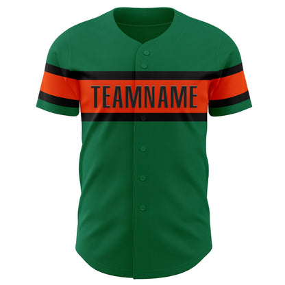 Custom Kelly Green Orange-Black Authentic Baseball Jersey - Sky-Custom