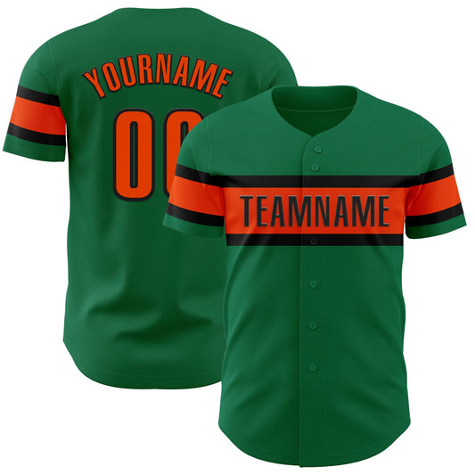 Custom Kelly Green Orange-Black Authentic Baseball Jersey - Sky-Custom