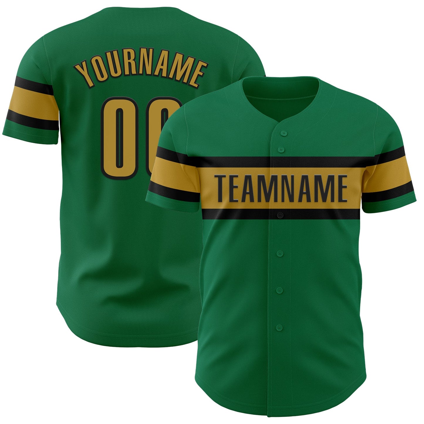 Custom Kelly Green Old Gold-Black Authentic Baseball Jersey - Sky-Custom