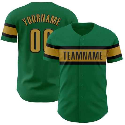 Custom Kelly Green Old Gold-Black Authentic Baseball Jersey - Sky-Custom