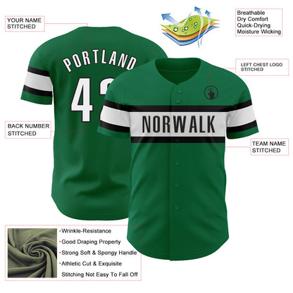 Custom Kelly Green White-Black Authentic Baseball Jersey - Sky-Custom