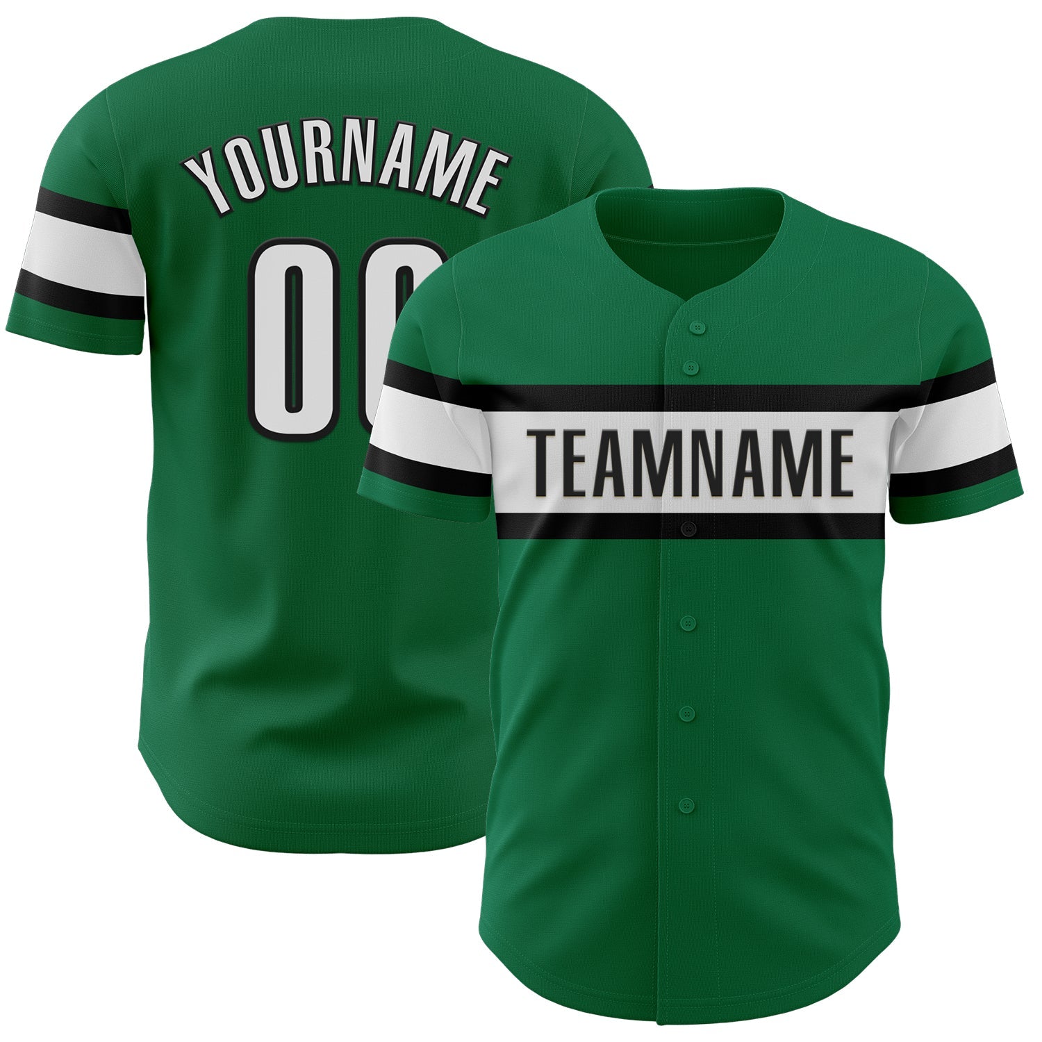 Custom Kelly Green White-Black Authentic Baseball Jersey - Sky-Custom