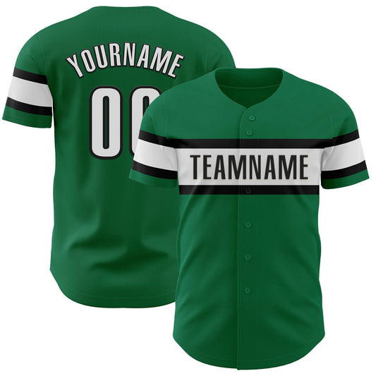 Custom Kelly Green White-Black Authentic Baseball Jersey - Sky-Custom