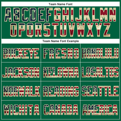 Custom Kelly Green Vintage USA Flag-Cream Mesh Authentic Throwback Baseball Jersey - Sky-Custom