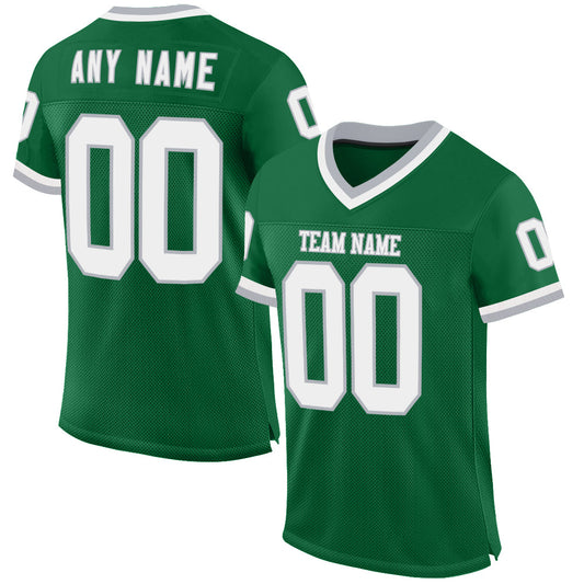 Custom Kelly Green White-Gray Mesh Authentic Throwback Football Jersey - Sky-Custom