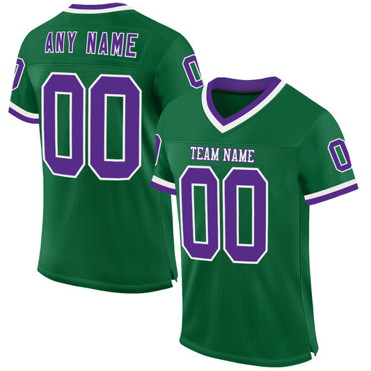 Custom Kelly Green Purple-White Mesh Authentic Throwback Football Jersey - Sky-Custom